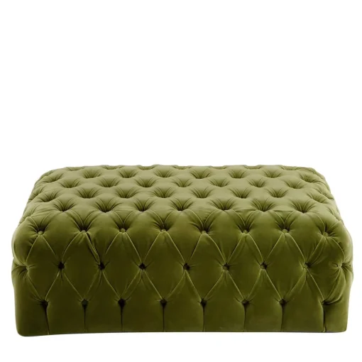 Collezione Malvina - Pouf rettangolare verde Capitonnè