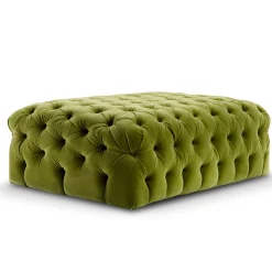 Collezione Malvina - Pouf rettangolare verde Capitonnè
