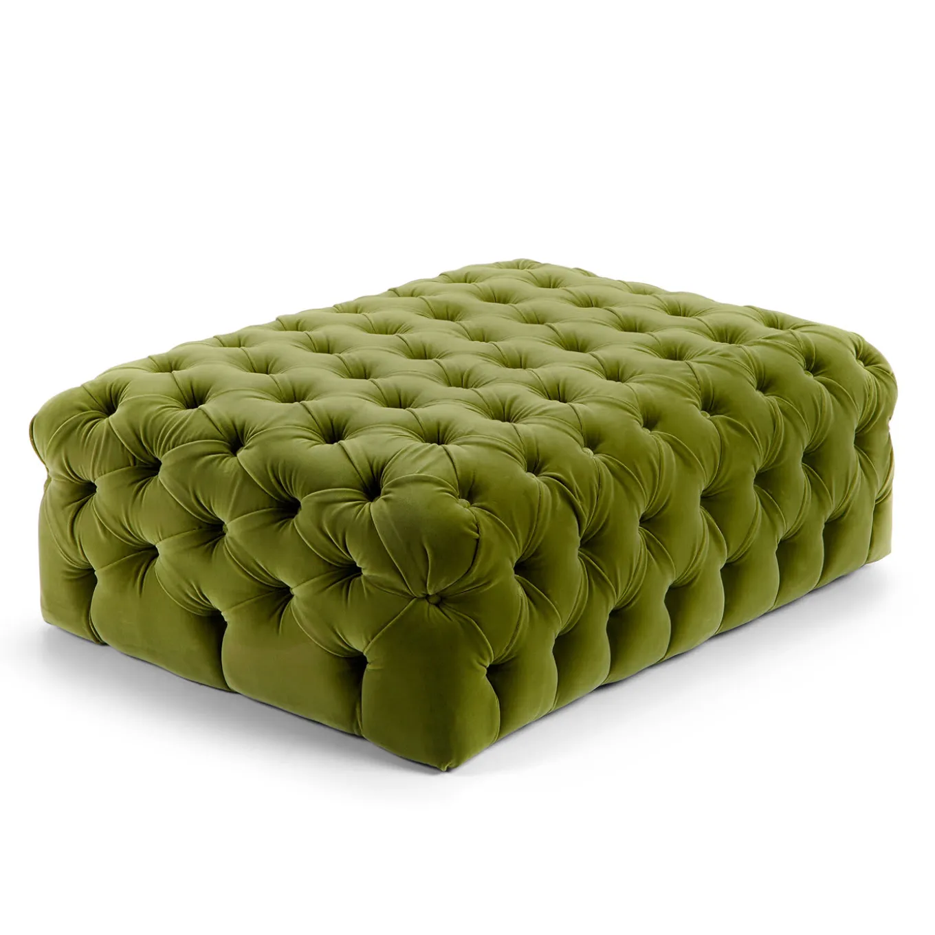 Collezione Malvina - Pouf rettangolare verde Capitonnè