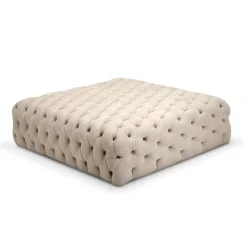 Collezione Malvina - Pouf quadrato grande bianco Capitonnè