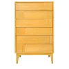 Comò a sei cassetti giallo scandinavo Dovetail