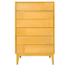 Comò a sei cassetti giallo scandinavo Dovetail