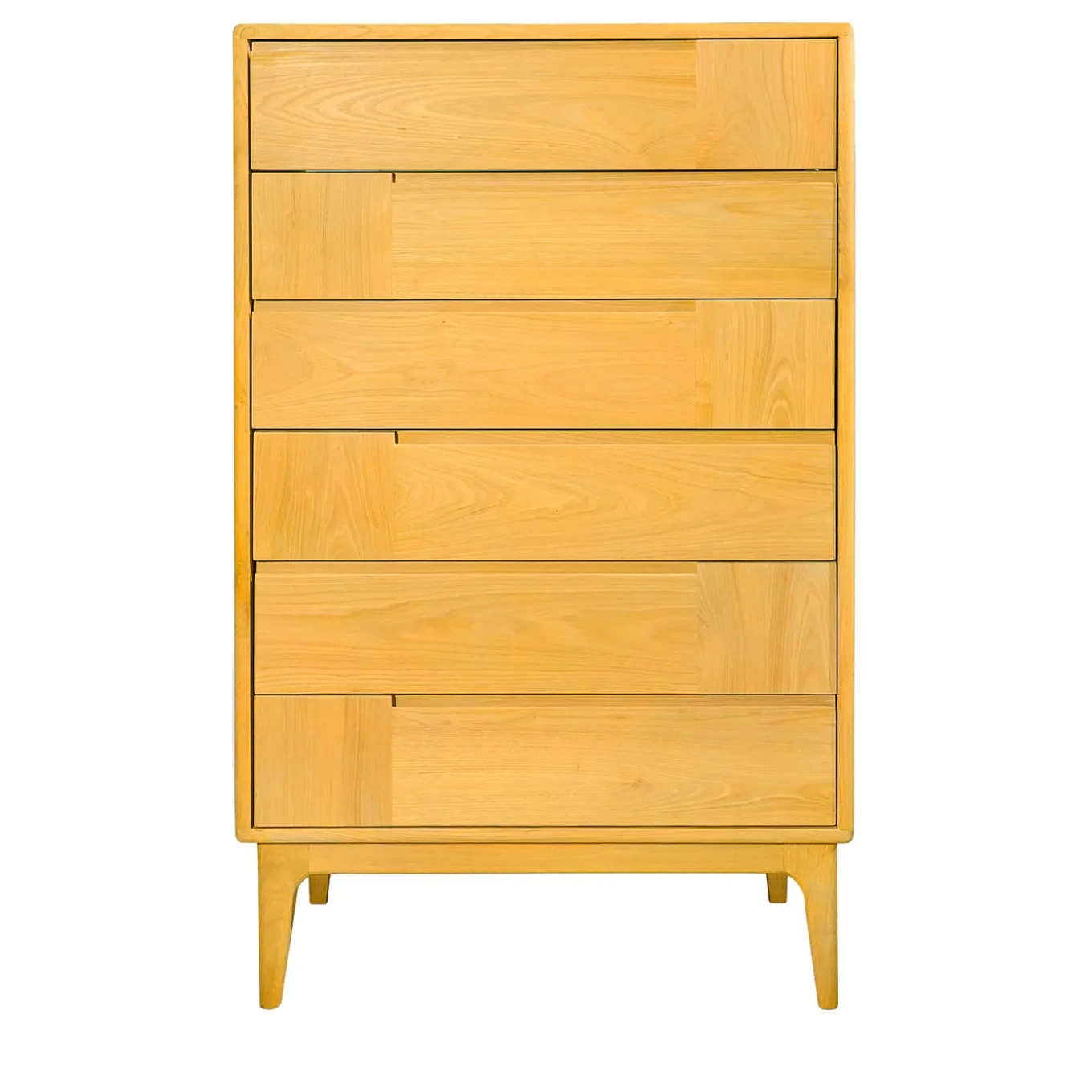 Comò a sei cassetti giallo scandinavo Dovetail
