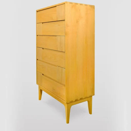 Comò a sei cassetti giallo scandinavo Dovetail
