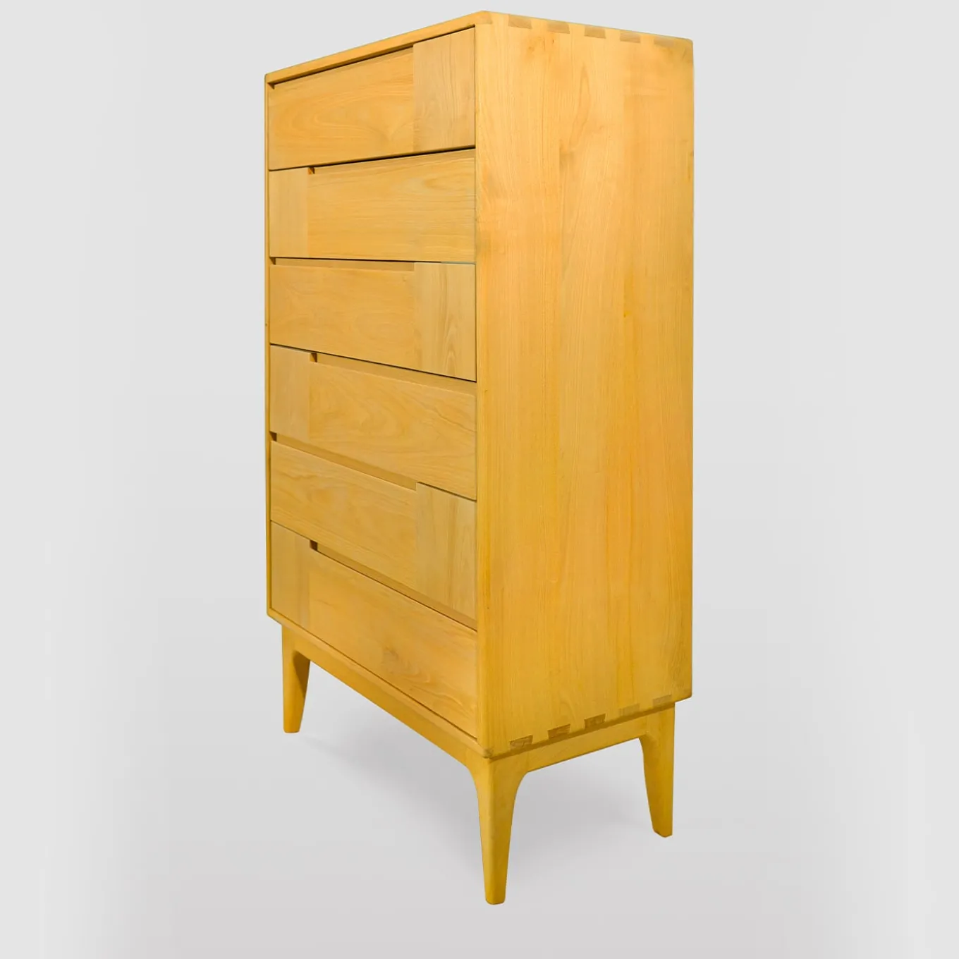 Comò a sei cassetti giallo scandinavo Dovetail