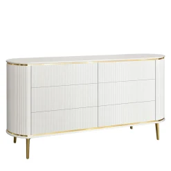 Comò Bianco con Accenti in Metallo Dorato