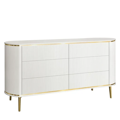 Comò Bianco con Accenti in Metallo Dorato