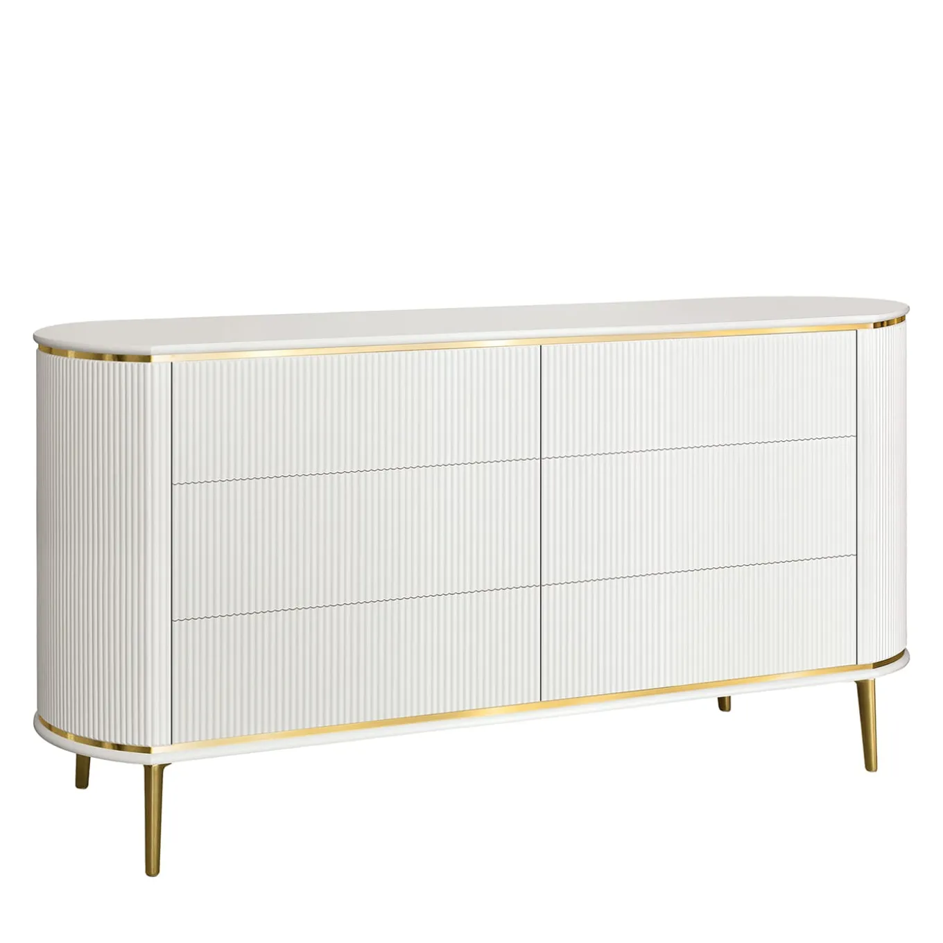 Comò Bianco con Accenti in Metallo Dorato