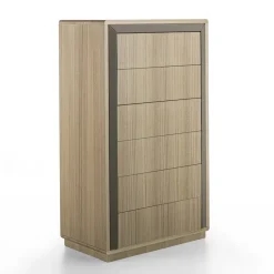 Comò Galileo Lux in pelle e legno eucalipto
