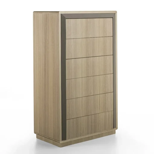 Comò Galileo Lux in pelle e legno eucalipto