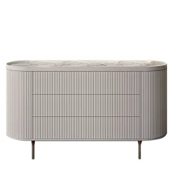 Comò Opale a 3 cassetti bianco canalizzato