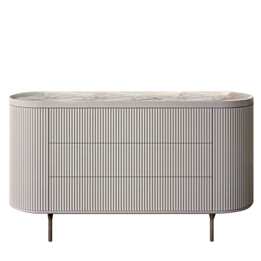 Comò Opale a 3 cassetti bianco canalizzato