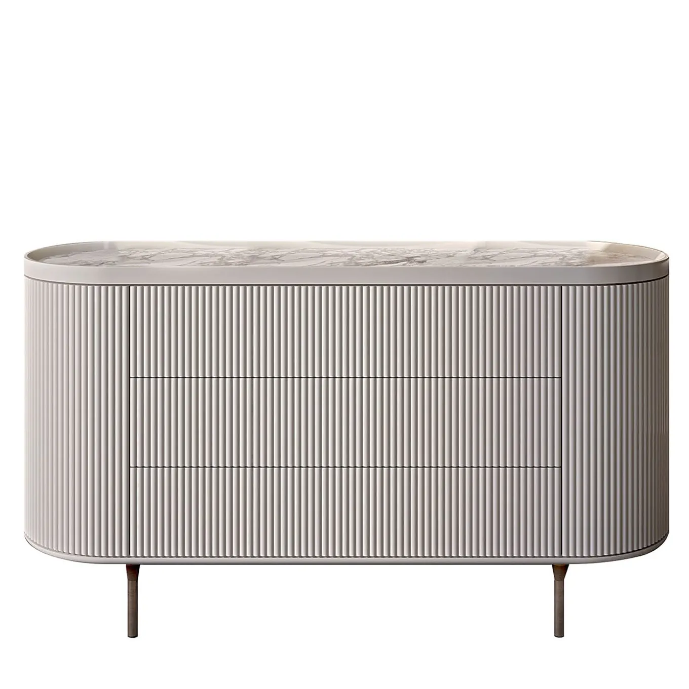 Comò Opale a 3 cassetti bianco canalizzato