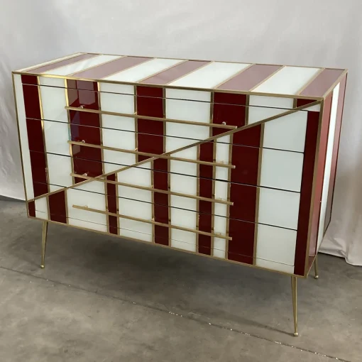 Comò rosso e bianco