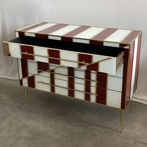 Comò rosso e bianco