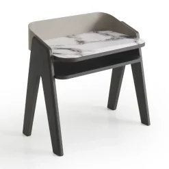 Comodino bavero effetto marmo bianco trinity