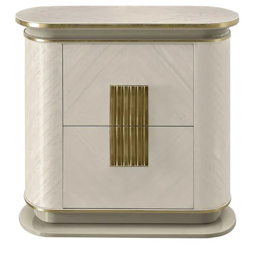 Comodino bianco e oro