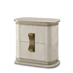 Comodino bianco e oro