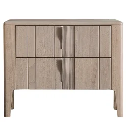 Comodino Domino a 2 cassetti in noce canaletto beige