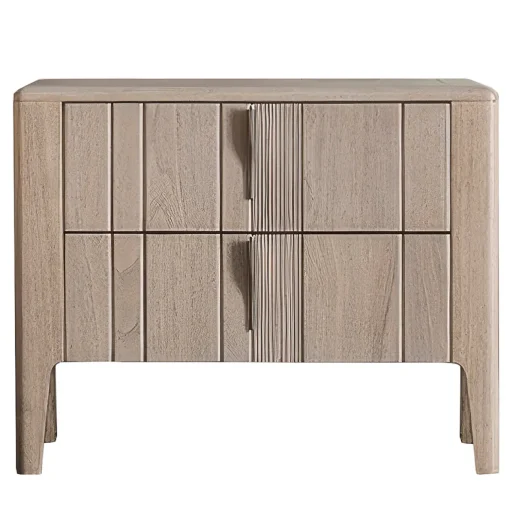 Comodino Domino a 2 cassetti in noce canaletto beige