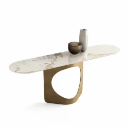Console in gres marmorizzato e metallo bronzato Hole