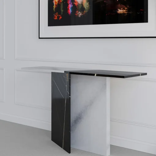 Console in marmo Zion Sahara Noir e Bianco T di Paolo Ciacci