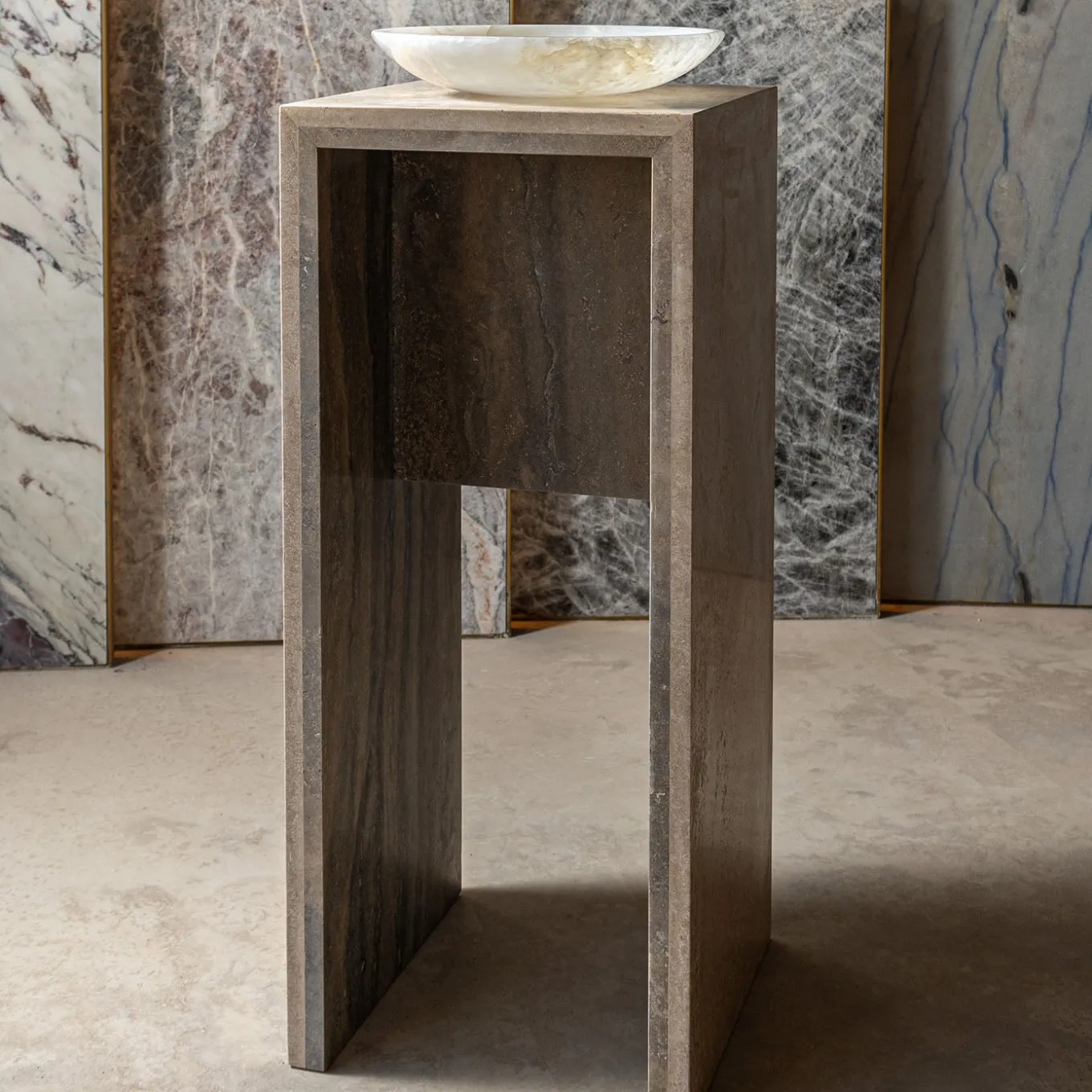 Console Minimalista in Travertino Titanium