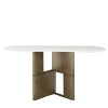 Console Tetris con piano in marmo e gambe in legno laccato bronzo