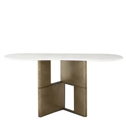 Console Tetris con piano in marmo e gambe in legno laccato bronzo