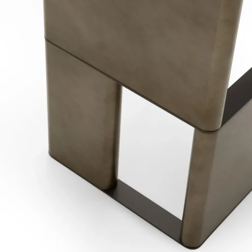 Console Tetris con piano in marmo e gambe in legno laccato bronzo