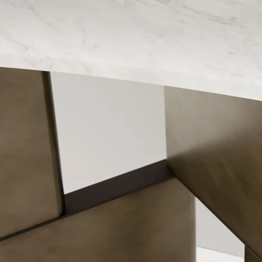 Console Tetris con piano in marmo e gambe in legno laccato bronzo