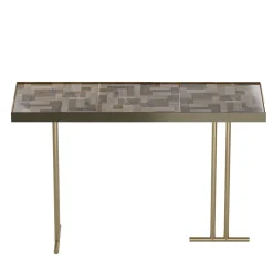 Consolle Camilla Wallpaper Nebbia in Ceramica con Finitura Oro