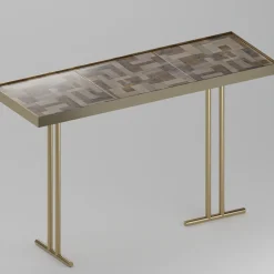 Consolle Camilla Wallpaper Nebbia in Ceramica con Finitura Oro