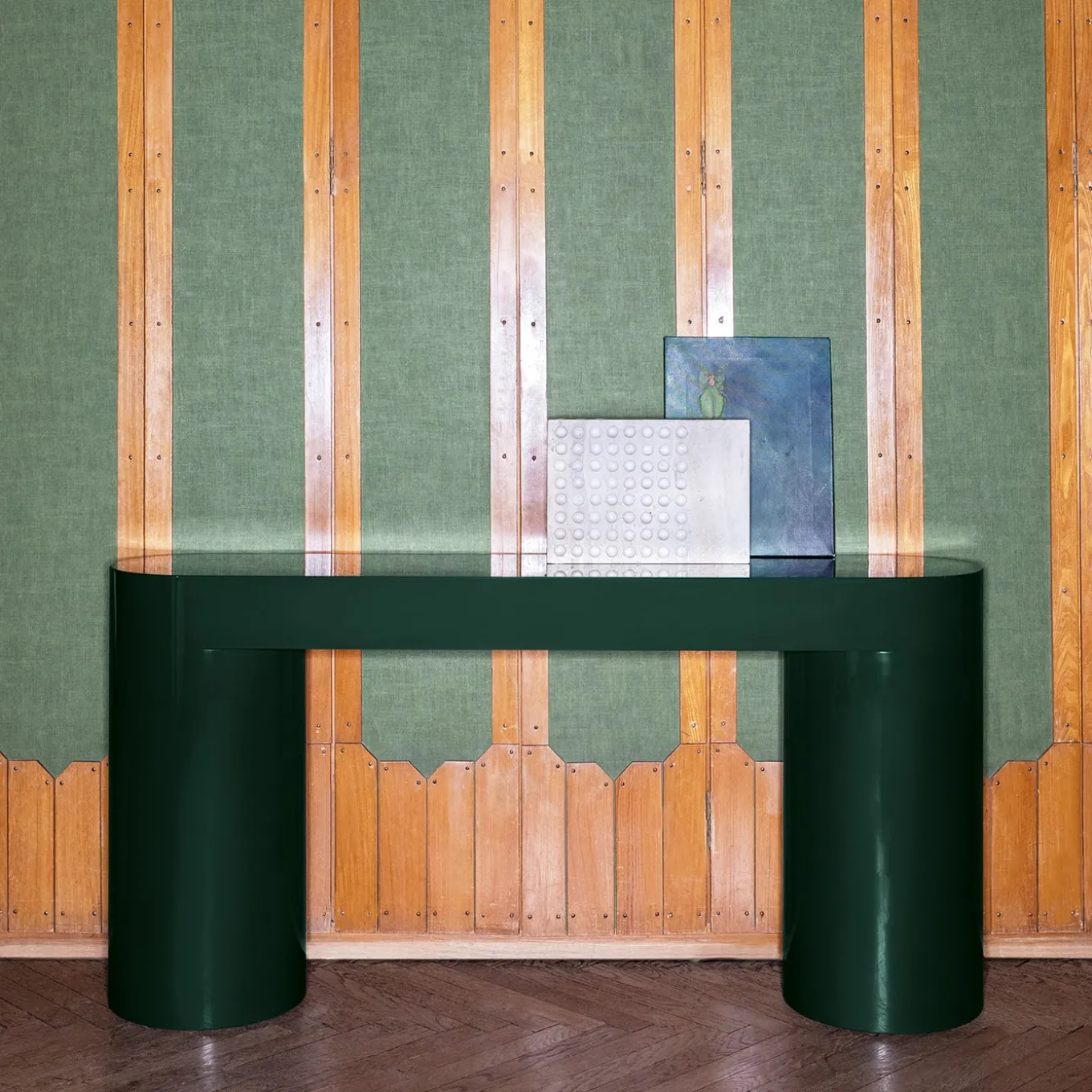 Consolle verde Lazy-O di Dainelli Studio