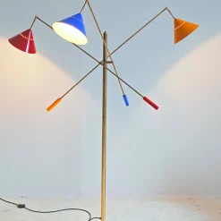 Contrappeso Lampada da terra RGB a 3 bracci in ottone