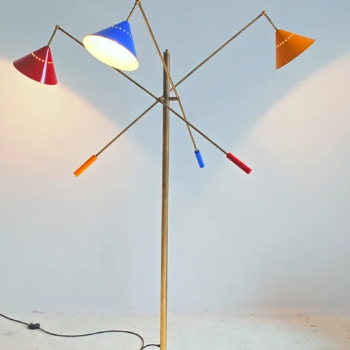 Contrappeso Lampada da terra RGB a 3 bracci in ottone