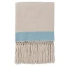 Coperta a frange con bande blu chiaro