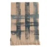 Coperta a righe con frange beige dipinta a mano