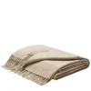 Coperta beige con frange in cashmere e seta
