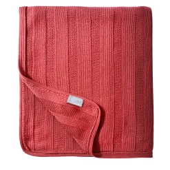Coperta di cashmere piccola in corallo a punto brioche