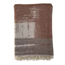 Coperta Graffiti con frange marrone e beige