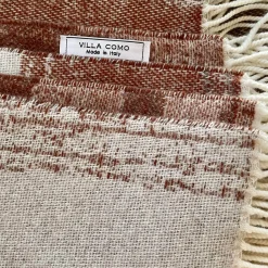 Coperta Graffiti con frange marrone e beige