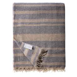 Coperta in cashmere a righe color malva medio