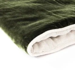 Coperta in lino e velluto verde