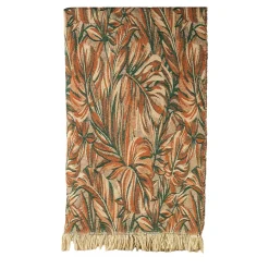 Coperta Nequizia con frange a motivi botanici policromi