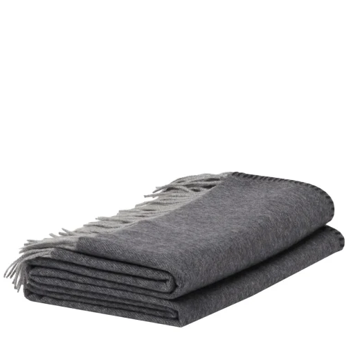 Coperta piccola Melrose con frange grigie