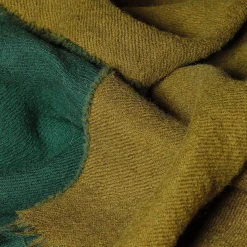 Coperta Presagio in lana double-face verde e marrone
