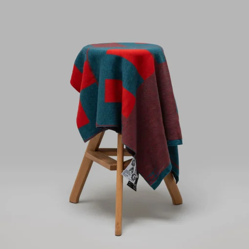 Coperta Viceversa Rossa e Blu in Lana Merino