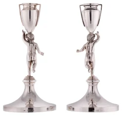 Coppia di candelieri Pitti in argento sterling