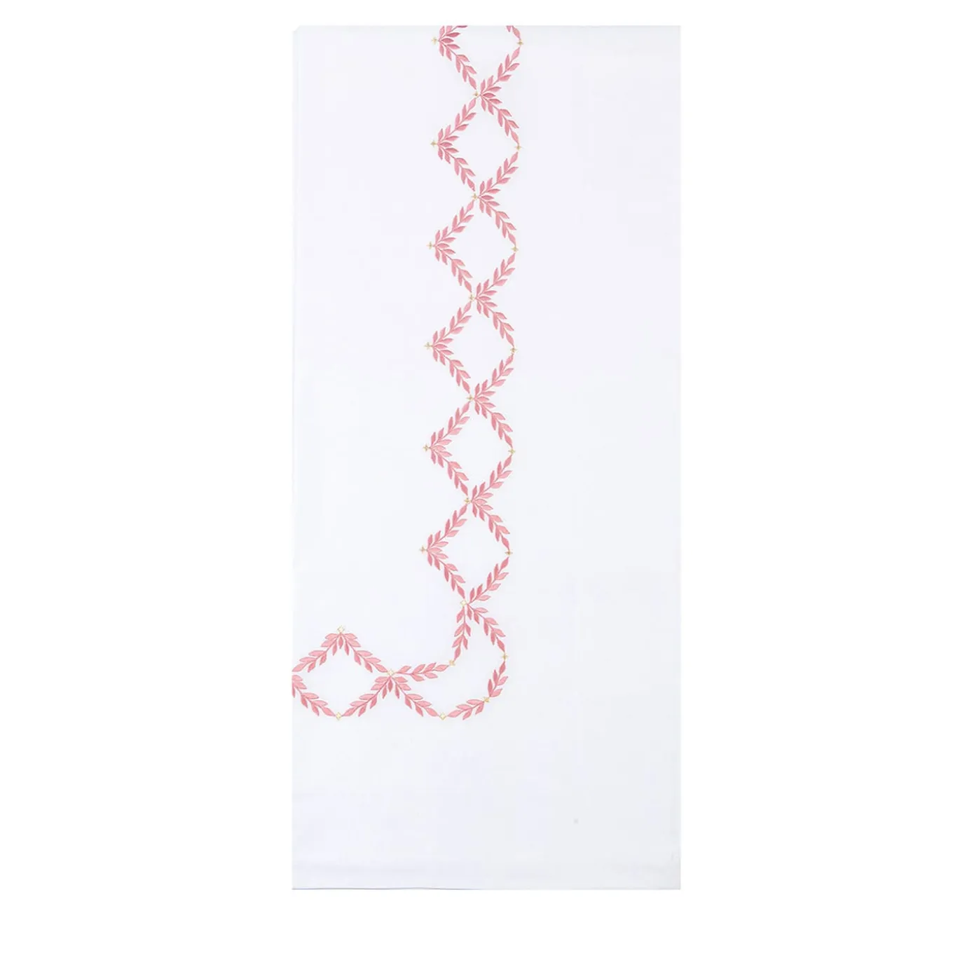 Copripiumino Smeraldo Bianco e Rosa Ricamato in Raso di Cotone